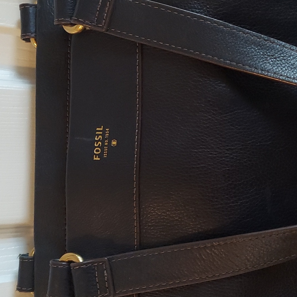 FOSSIL PEBBLE LEATHER MESSENGER EXECUTIVE BAG BLACK ISSUE NO. 1954 - VINTAGE Y2K